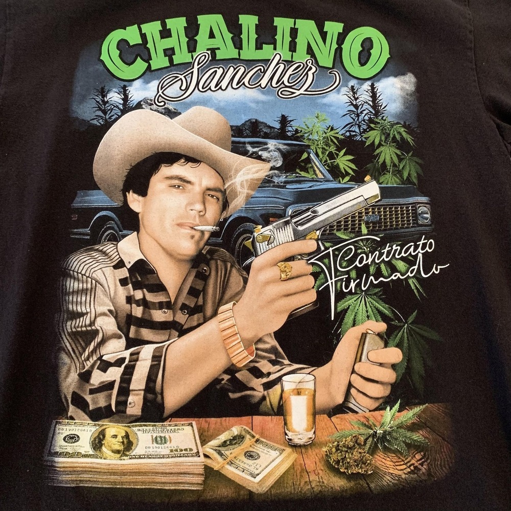 Chalino Sanchez Playerytees Shirt Mens Large Black Graphic Tee T-Shirt